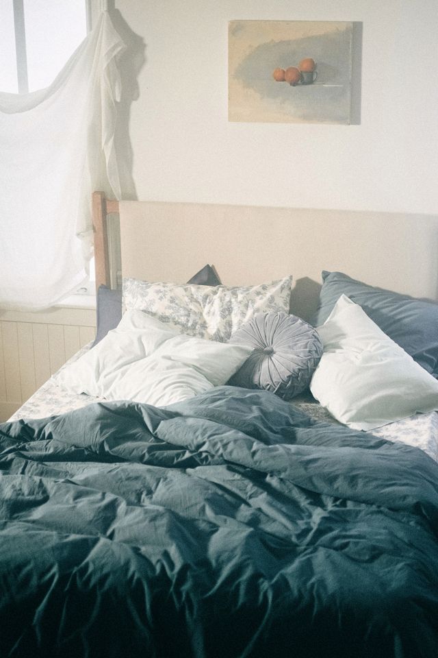 Turquoise Washed Cotton Duvet Cover With Reusable Fabric Bag #2