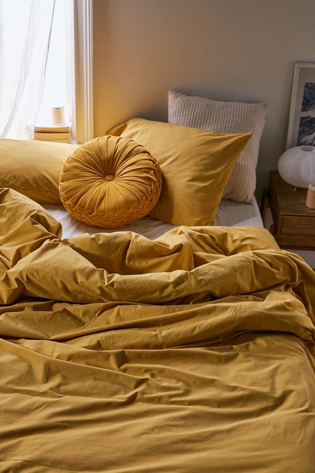 Mustard Duvet Cover Set With Reusable Fabric Bag Urban Outfitters UK