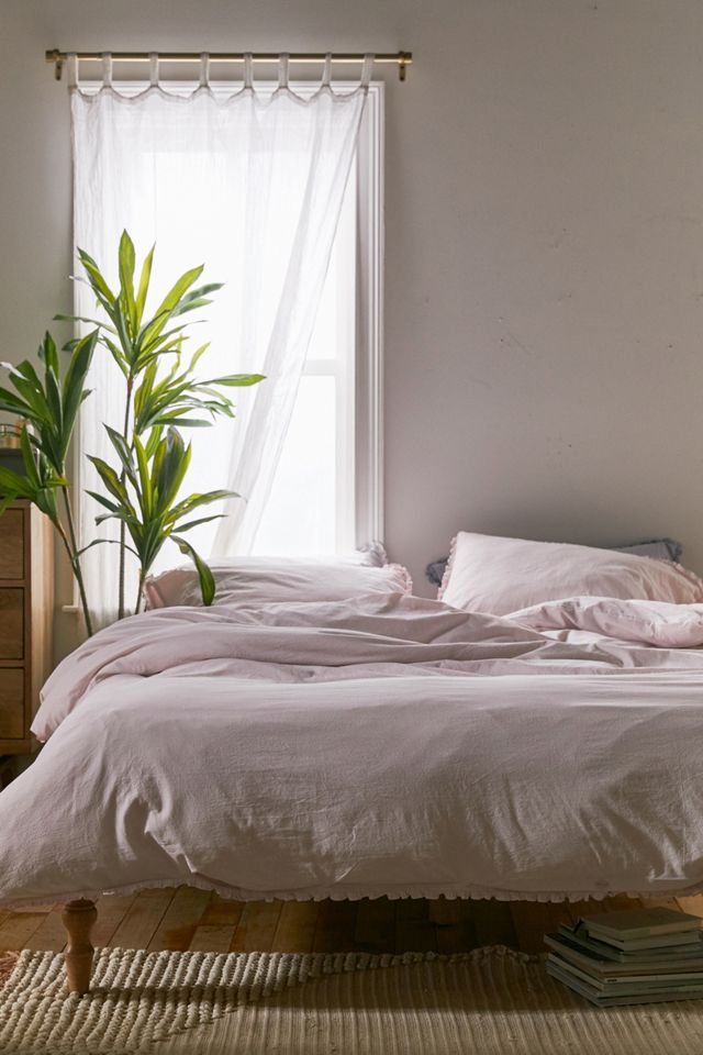 Washed Pink Ruffle Duvet Set With Reusable Fabric Bag #2