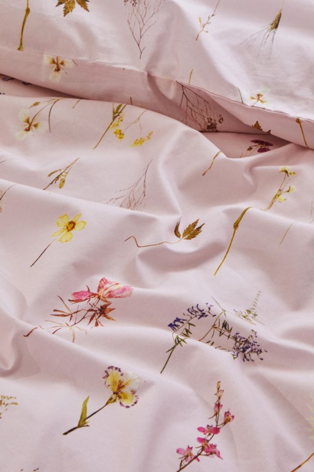 Florence Pink Pressed Flowers Duvet Set Urban Outfitters UK