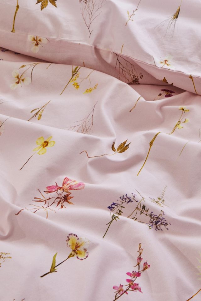 Florence Pink Pressed Flowers Duvet Set | Urban Outfitters UK