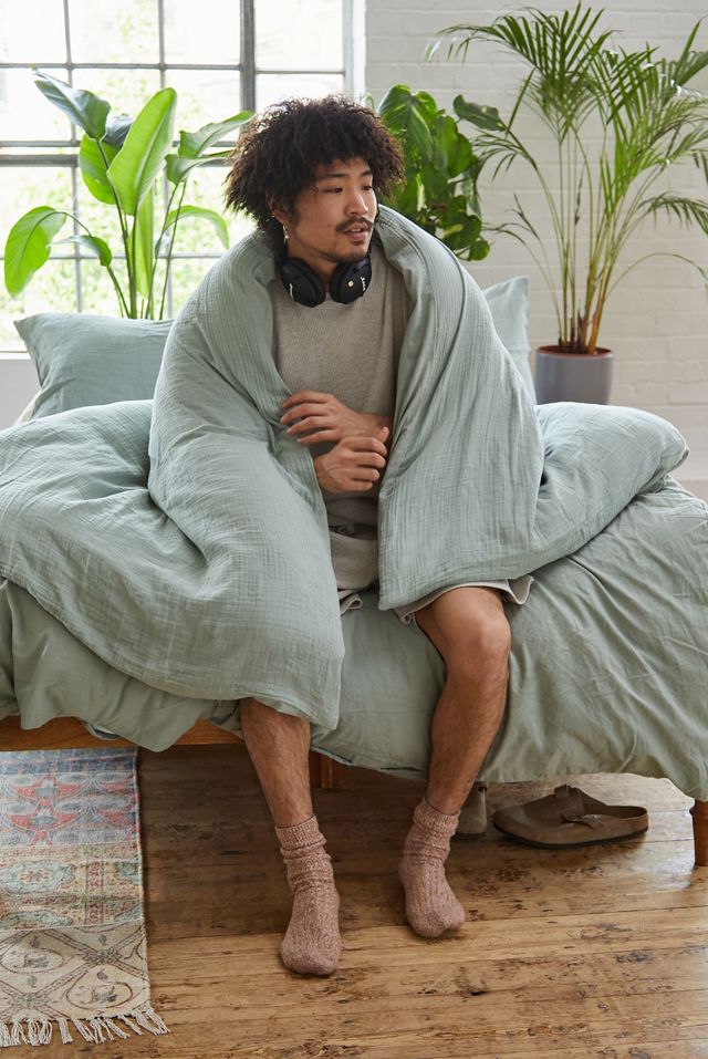 Set Copripiumino Blu Lavato Stropicciato #1