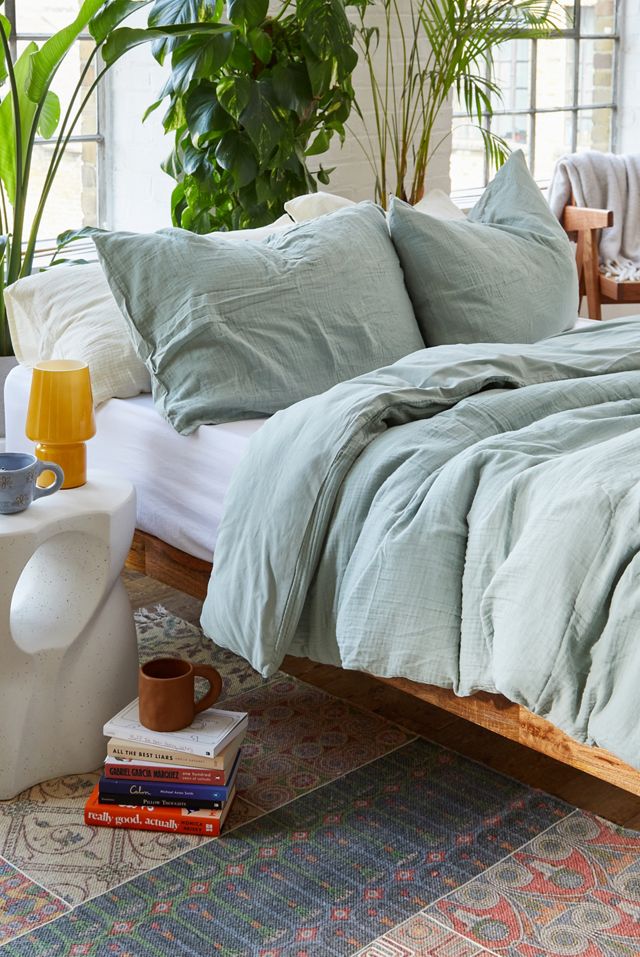 Set Copripiumino Blu Lavato Stropicciato #4