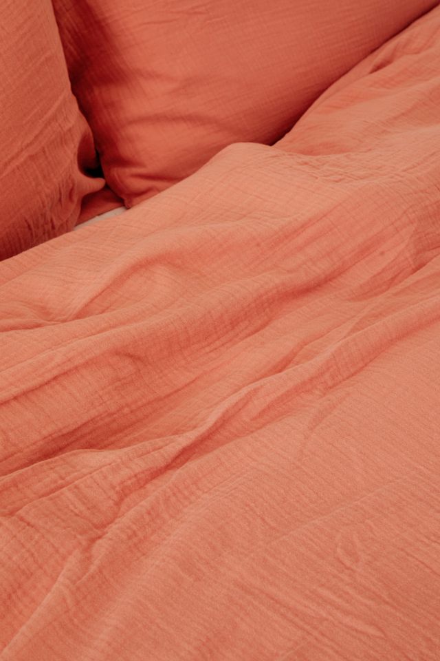 Washed Coral Crinkle Duvet Set  #2