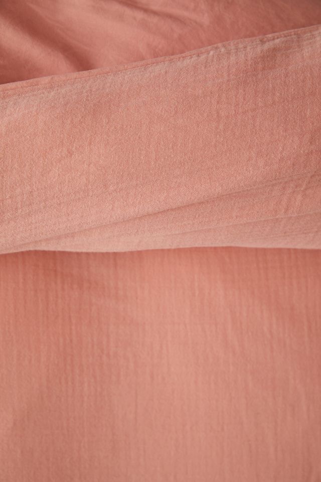 Washed Coral Crinkle Duvet Set  #8