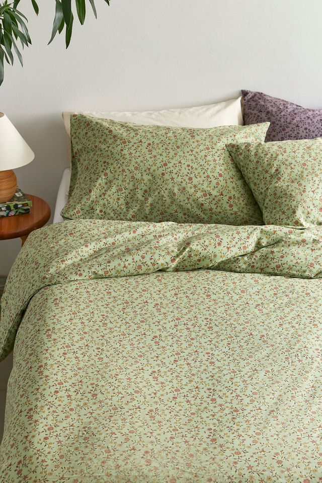 SORGMANTEL Housse de couette et 2 taies, blanc/vert, 240x220/65x65