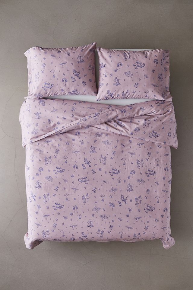 Bettbezugset mit Pilzmotiven in Blau #1