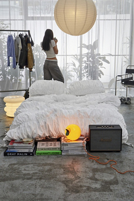 Ensemble de couette blanche plissée