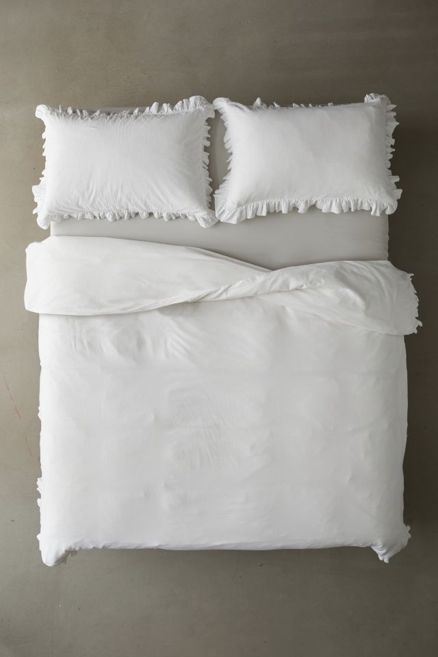 Washed White Ruffle Duvet Set | Urban Outfitters UK