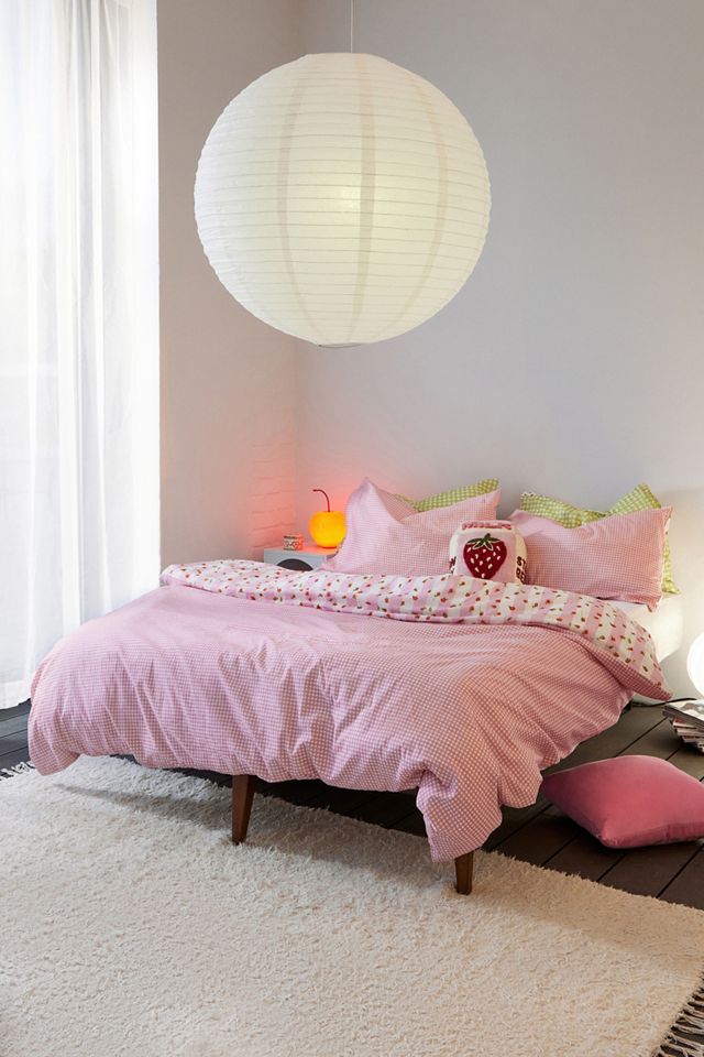 Stripe Rose & Gingham Reversible Duvet Set #4