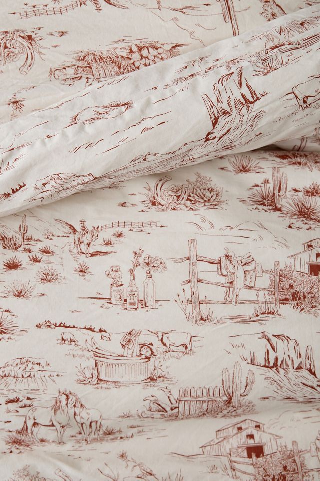Brown Western Toile Double Duvet Set #2