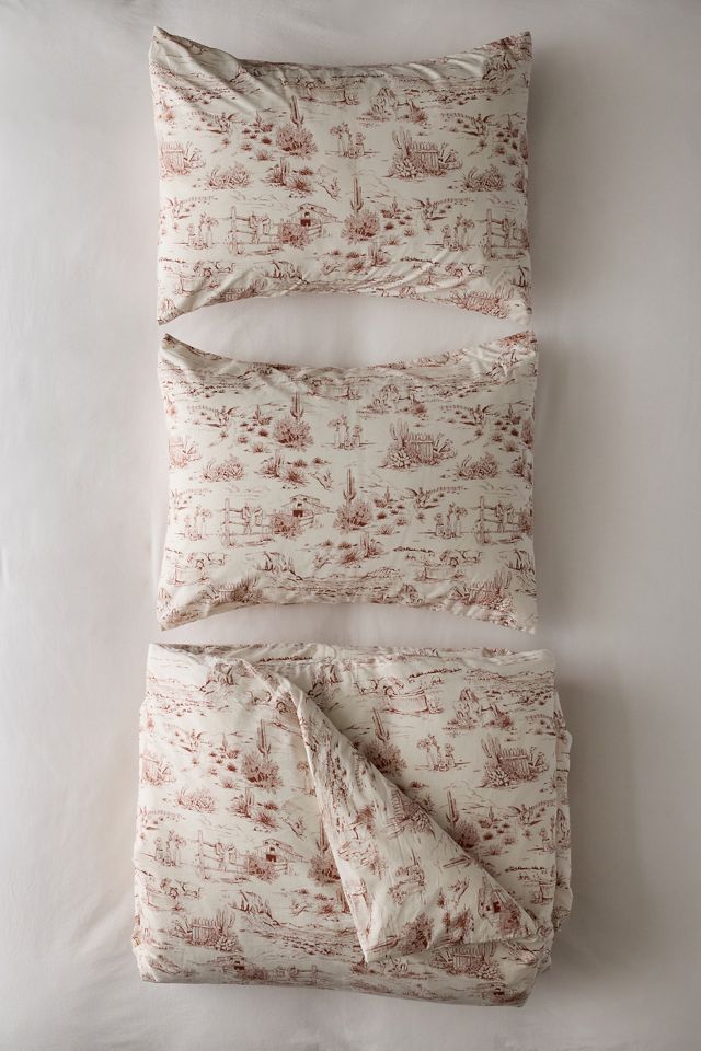 Brown Western Toile Double Duvet Set #3