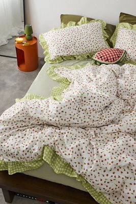 Rose & Gingham Rüschen Bettbezug Set