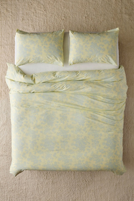 Yellow & Blue Toile Duvet Set - Light Yellow Single at Urban Outfitters
