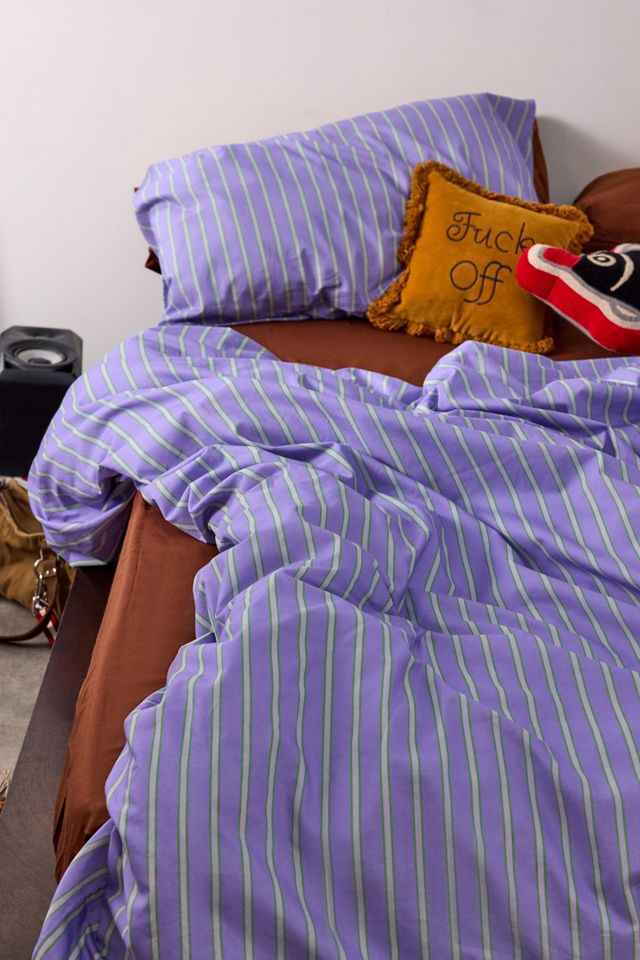 Purple Shirt Stripe Duvet Set #4