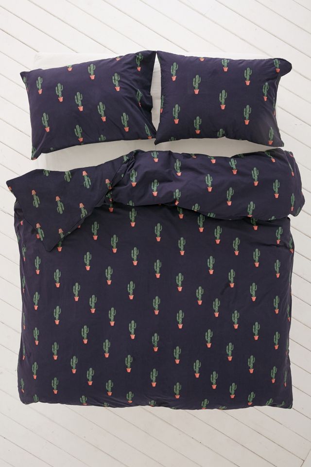 Blue Cactus Print Duvet Cover Set #1