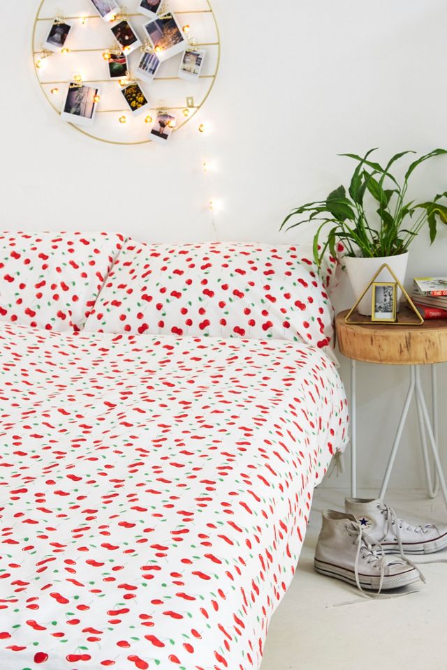 cherry print bed sheets