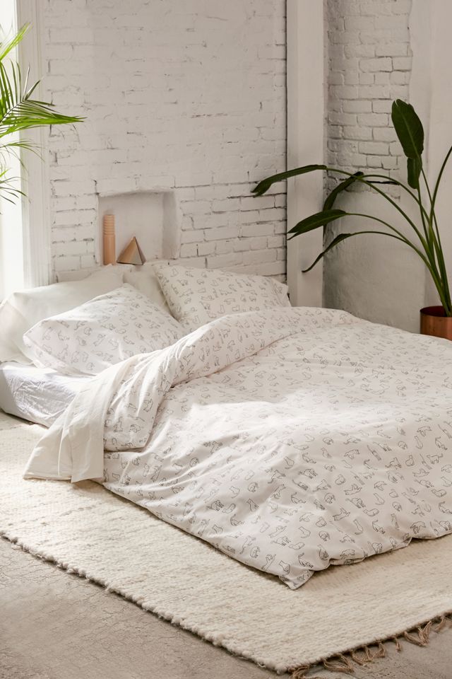 Cat Nap Brushed Cotton Duvet Cover Set Urban Outfitters UK