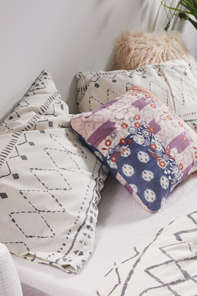 Geometric Print Duvet Set With Reusable Fabric Bag #1