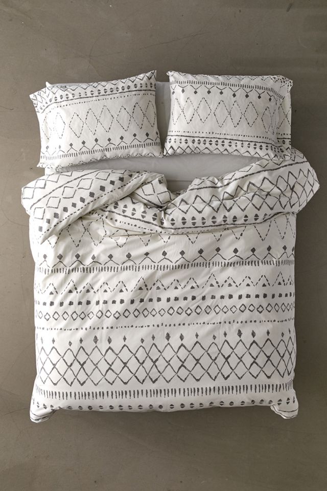 Geometric Print Duvet Set With Reusable Fabric Bag #2