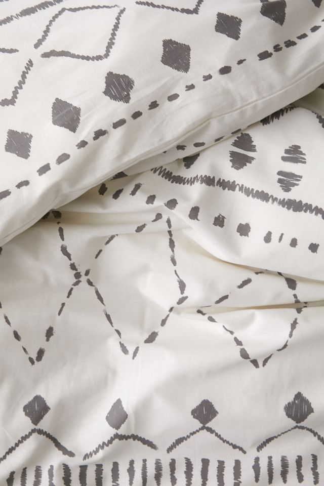 Geometric Print Duvet Set With Reusable Fabric Bag #4