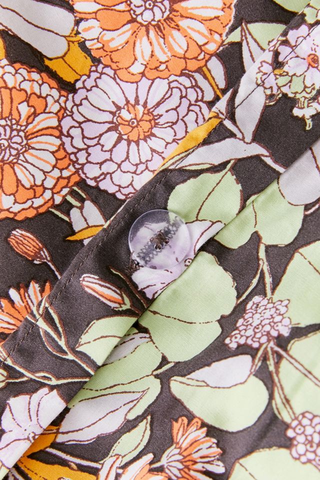 Mila Floral Black Duvet Cover Set With Reusable Fabric Bag #4