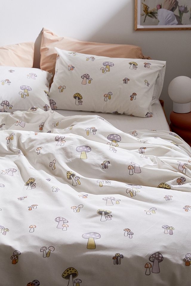Mushroom Print Duvet Set With Reusable, Urban Outfitters King Size Bedding