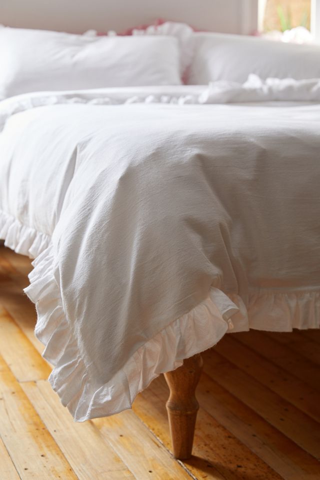 Washed White Ruffle Duvet Set | Urban Outfitters UK