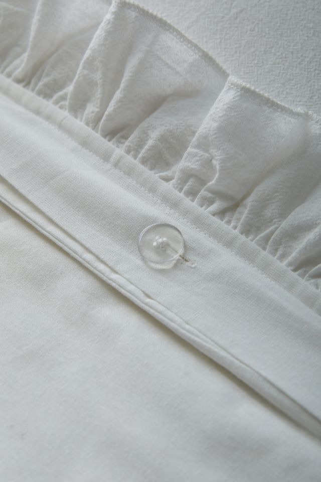 Washed White Ruffle Duvet Set | Urban Outfitters UK