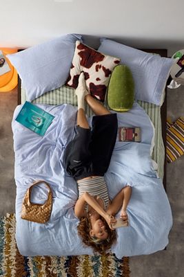 Blue Stripe Seersucker Duvet Set