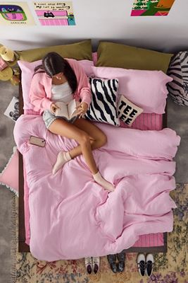 Pink Stripe Seersucker Duvet Set