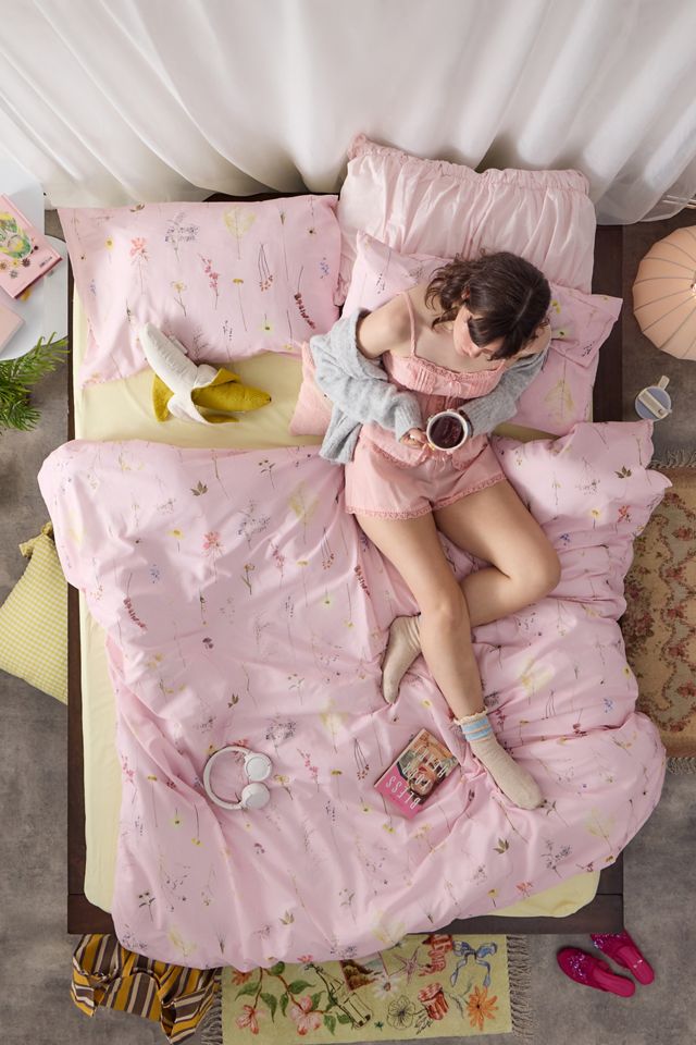 Florence Pink Gepresste Blumen Bettbezug Set #2