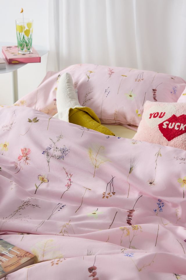 Florence Pink Gepresste Blumen Bettbezug Set #3