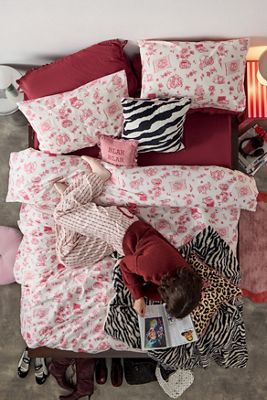 Pink Delft Katzen Bettbezug Set