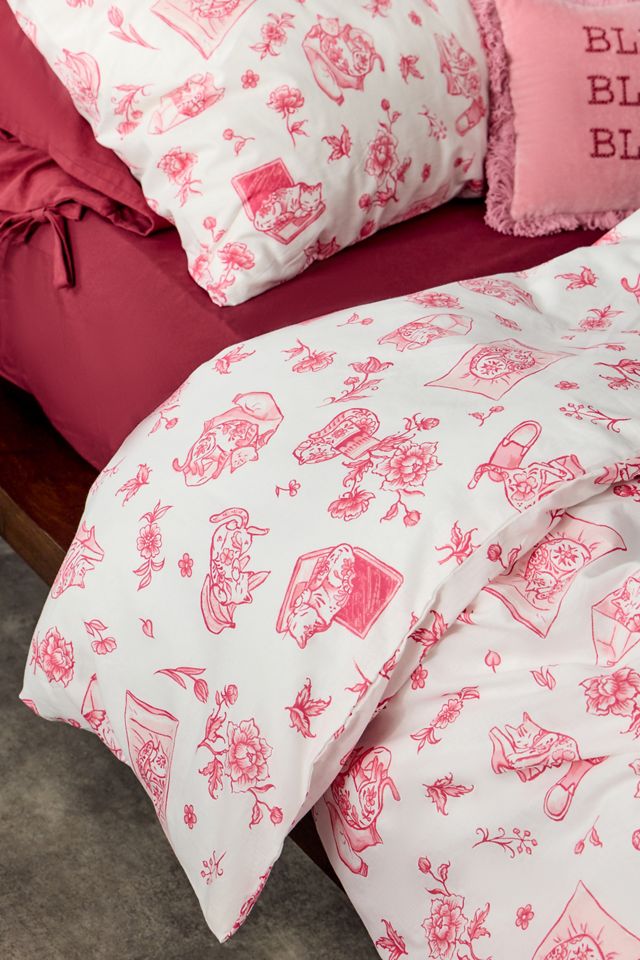 Pink Delft Katzen Bettbezug Set #1