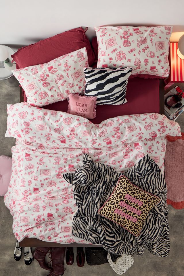 Pink Delft Katzen Bettbezug Set #2