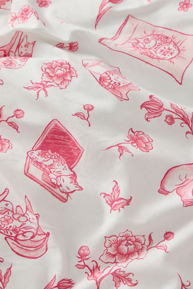 Pink Delft Katzen Bettbezug Set #4