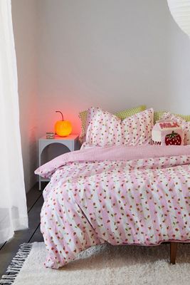 Rose Streifen Gingham Wendedecke Set