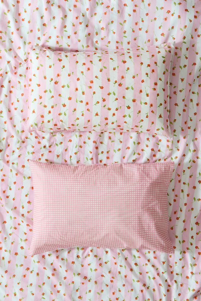 Set de Edredón Reversible de Guinga a Rayas Rosa #1