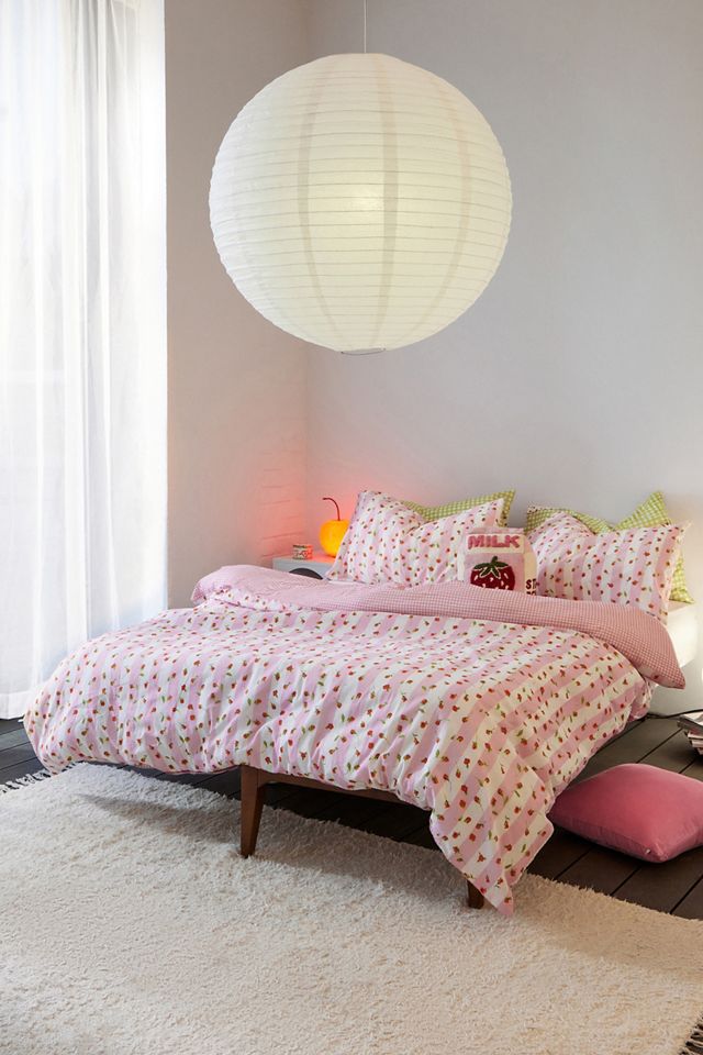 Set de Edredón Reversible de Guinga a Rayas Rosa #3