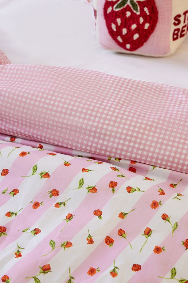 Set de Edredón Reversible de Guinga a Rayas Rosa #5