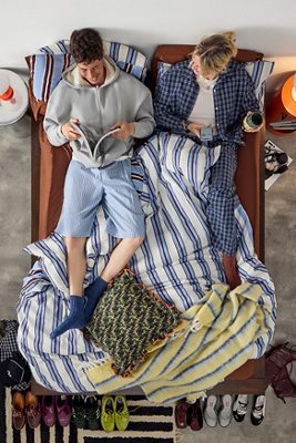 Ensemble de couette à rayures contrastées