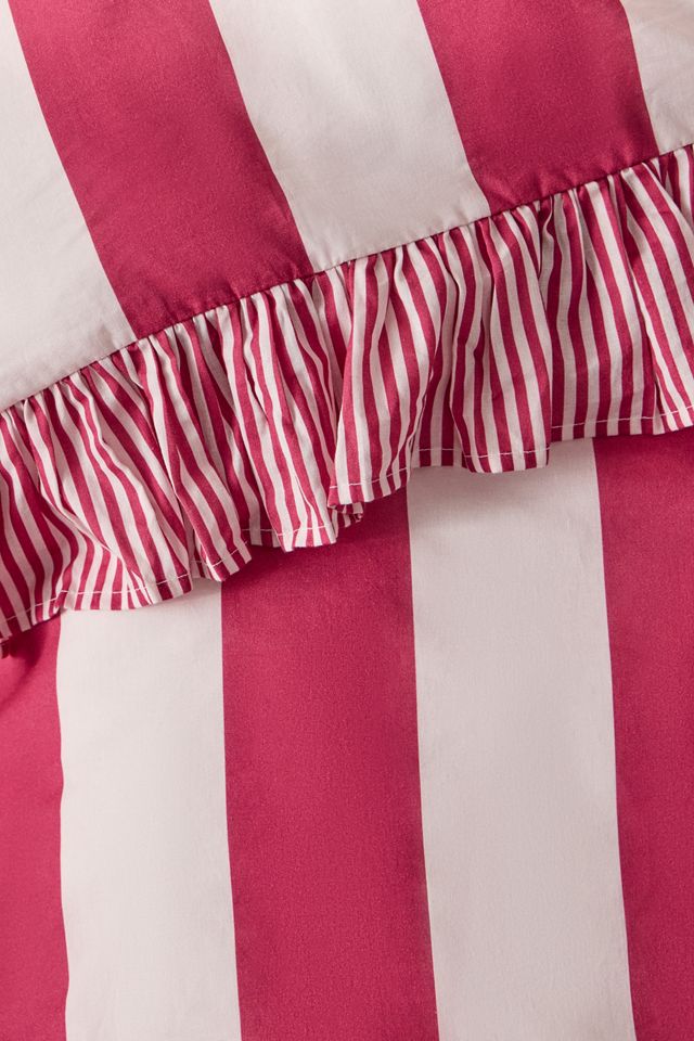 Red Stripe Ruffle Duvet Set #2