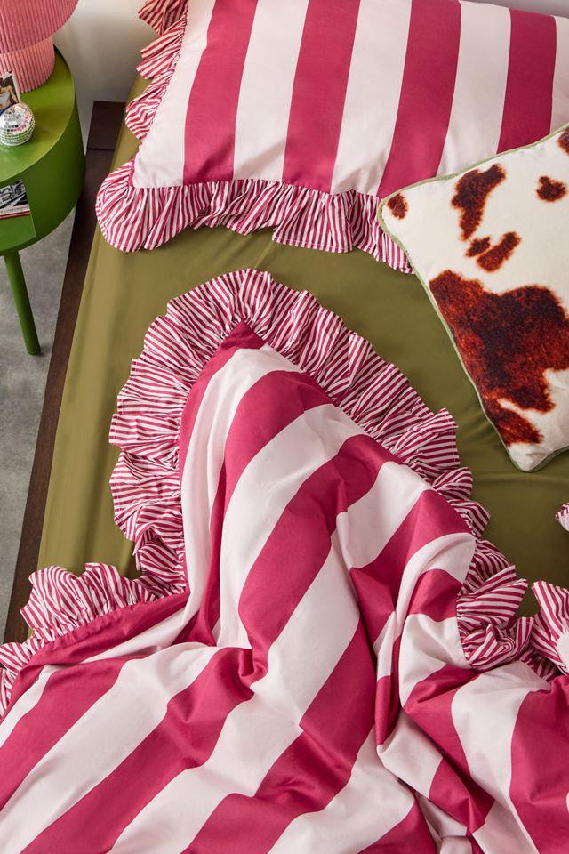 Red Stripe Ruffle Duvet Set #3
