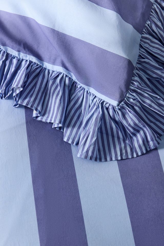 Blue Stripe Ruffle Duvet Set #5