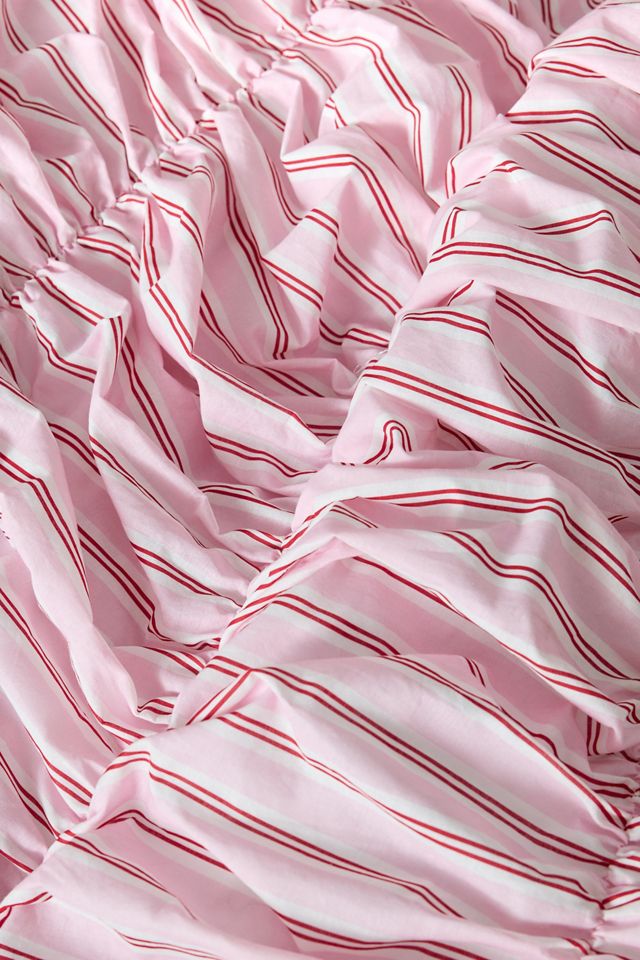Set Copripiumino Arricciato a Righe Rosa #4