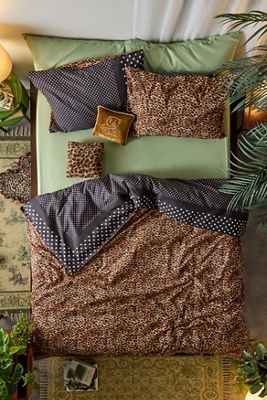 Leoparden-Print & Polka-Dot Wendeduvet-Set