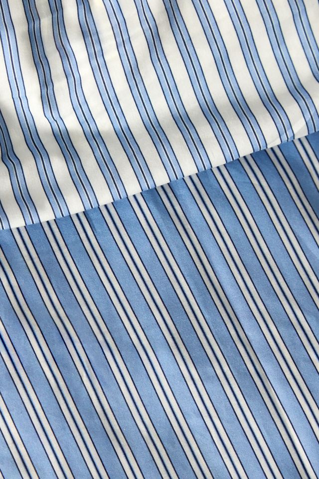 Set Copripiumino Reversibile a Righe Camicia Blu #4