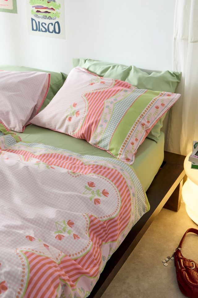 Ensemble de housse de couette Saffie à fleurs et vichy #4