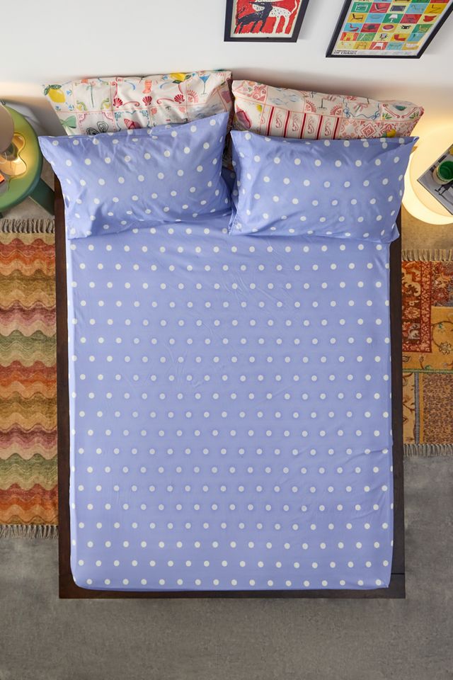 Set Lenzuolo con Angoli e Federa a Pois Blu #2